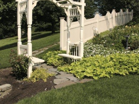 Madison Arbor With Benches And New England Concave Picket Fence