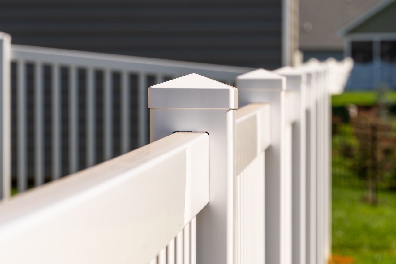 White vinyl fence closeup